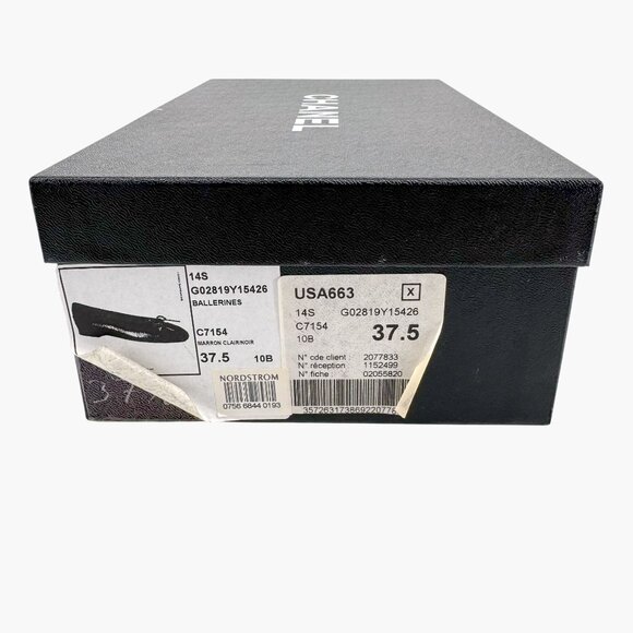 Chanel CC Cap Toe Ballet Flats EU 37.5 US 6.5-7 Beige Suede & Black Two Tone - Picture 16 of 16